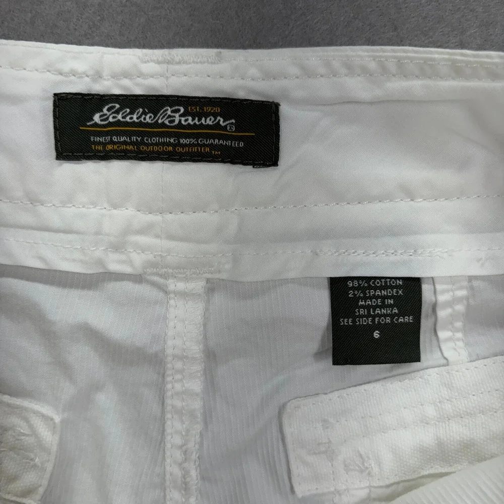 Eddie Bauer Rip Stop Shorts Womens 6 White Mid Rise Outdoor Casual